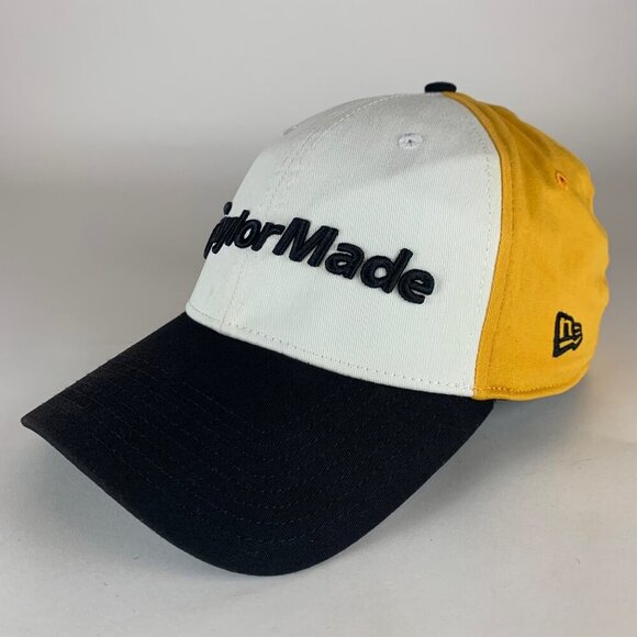 TaylorMade Black White Yellow New Era 39Thirty Stretch Fitted Hat Mens M/L - Picture 1 of 5